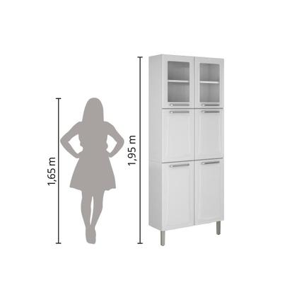 Imagem de Armário de Cozinha e Paneleiro Duplo de Aço Itatiaia Tarsila com Vidro 6 portas 0,70m Branco
