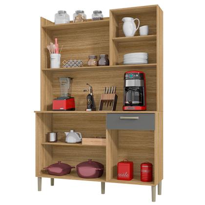 Imagem de Armário de Cozinha Genova 6 Portas 1 Gaveta Freijó/Gris - Kits Paraná