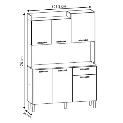 Imagem de Armário de Cozinha Genova 6 Portas 1 Gaveta Freijó/Gris - Kits Paraná