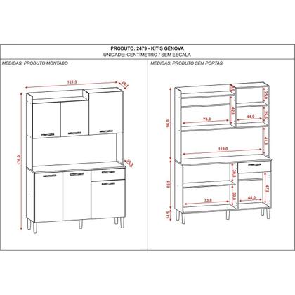 Imagem de Armário de Cozinha Kit 6 Portas e Genova Kits Paraná
