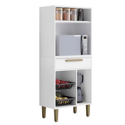 Imagem de Armário de Cozinha Lorena 1 Porta 1 Gaveta com Fruteira Branco - Kaiki Móveis