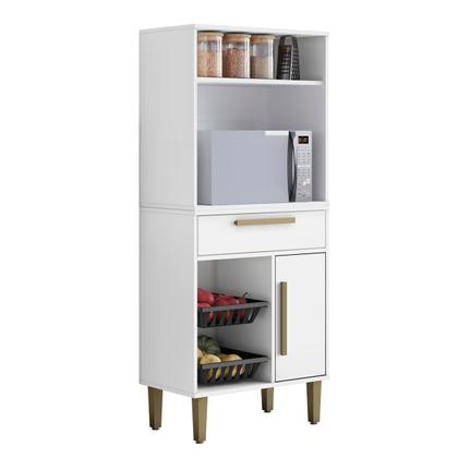 Imagem de Armário de Cozinha Lorena 1 Porta 1 Gaveta com Fruteira Branco - Kaiki Móveis