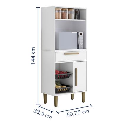 Imagem de Armário de Cozinha Lorena 1 Porta 1 Gaveta com Fruteira Branco - Kaiki Móveis