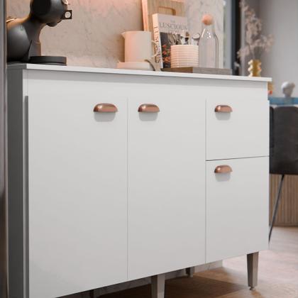 Imagem de Armário de Cozinha Luiza Completo Com 5 Portas E 1 Gaveta Com Balcão Compacta