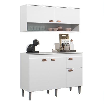 Imagem de Armário de Cozinha Luiza Completo Com 5 Portas E 1 Gaveta Com Balcão Compacta