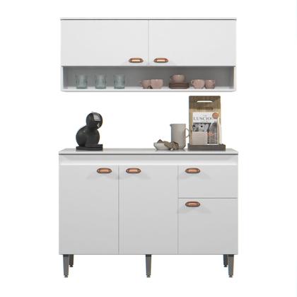 Imagem de Armário de Cozinha Luiza Completo Com 5 Portas E 1 Gaveta Com Balcão Compacta