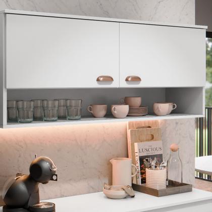Imagem de Armário de Cozinha Luiza Completo Com 5 Portas E 1 Gaveta Com Balcão Compacta