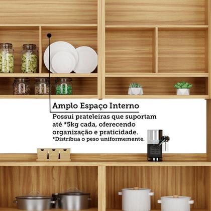 Imagem de Armário de Cozinha Modulada com Balcão e Tampo 11 Portas 5 Gavetas ágata 100% Mdf Vidro Reflecta Amêndoa/Chumbo - Pnr Móveis