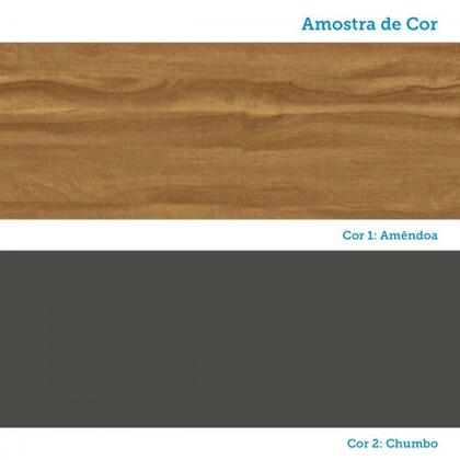 Imagem de Armário de Cozinha Modulada com Balcão e Tampo 11 Portas 5 Gavetas ágata 100% Mdf Vidro Reflecta Amêndoa/Chumbo - Pnr Móveis