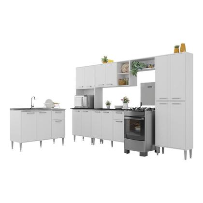 Imagem de Armário de Cozinha Modulada Completa 6 Pçs com Balcão para Pia Siena Multimóveis MP2285