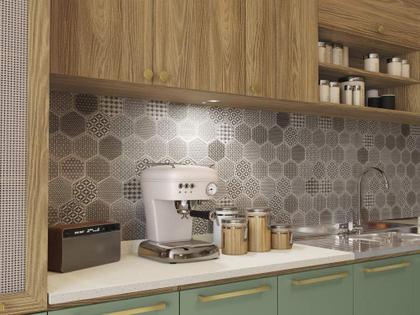 Imagem de Armário de Cozinha Modulada Completa Reta 5 peças 2,50m 234 Botanic Kappesberg