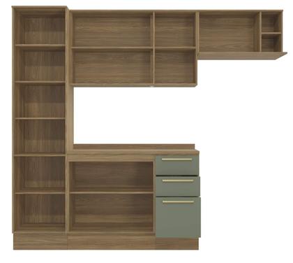 Imagem de Armário de Cozinha Modulada Completa Reta 5 peças 2,50m 234 Botanic Kappesberg