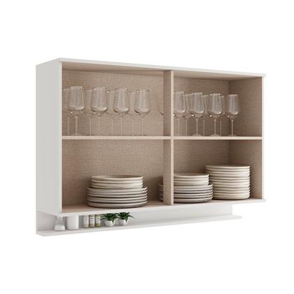 Imagem de Armário de Cozinha Modulado Alpha 2500 c/ 2 Portas c/ Vidro 120cm Branco - Carraro