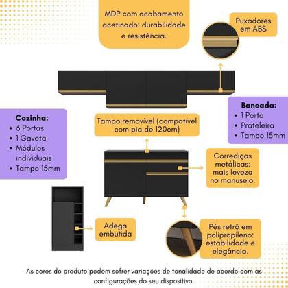 Imagem de Armário de Cozinha Modulado com Bancada Veneza Multimóveis MP2212