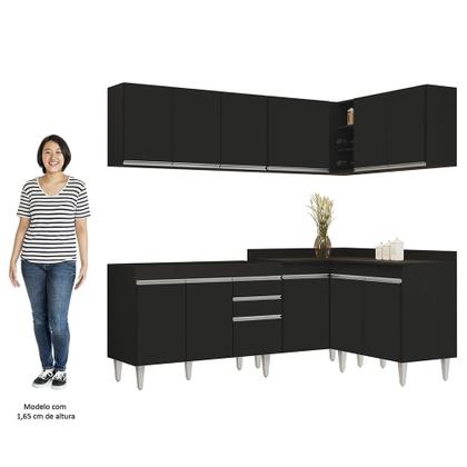 Imagem de Armário de Cozinha Modulado de Canto 6 Peças CP28 Balcão sem Tampo Preto - Lumil