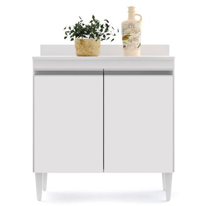 Imagem de Armário de Cozinha Modulado de Canto 7 Peças CP20 Balcão com Tampo Branco - Lumil