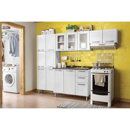 Imagem de Armário de Cozinha Modulado  Múltipla 6010 3 Portas c/Vidro Branco - Bertolini