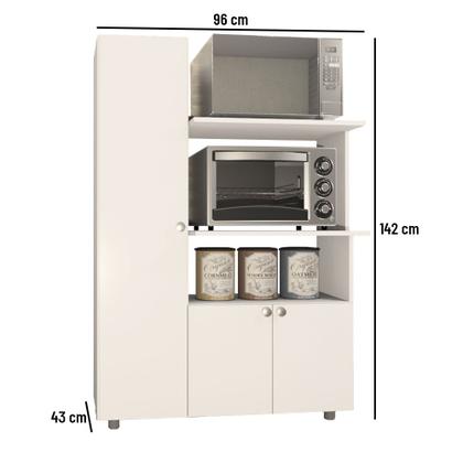 Imagem de Armário de Cozinha Multiuso Telasul Âmbar 3 Portas Forno e Micro Branco
