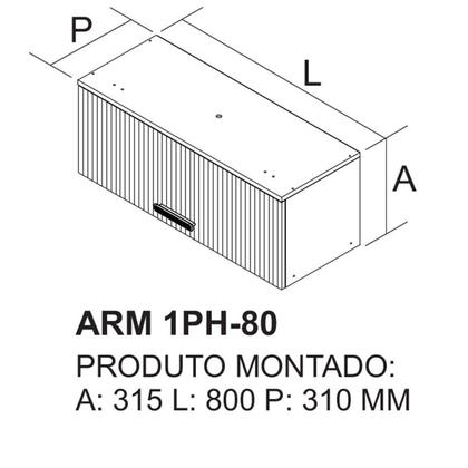 Imagem de Armário de Cozinha para Geladeira 1 Porta Horizontal 80cm com Textura Friz 3D Itafriz Itatiaia