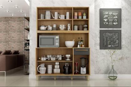 Imagem de Armário de Cozinha Rubi 5 portas 1 gaveta Cinamomo/Off White - Valdemóveis