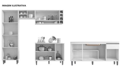 Imagem de Armário de Cozinha Vanessa com Balcão Tati 150m com Tampo MDP Amêndoa/Preto - AJL 