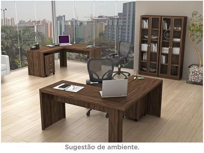 Imagem de Armário de Escritório ME4115 c/ 2 Portas c/ Vidro Nogal - Tecno Mobili