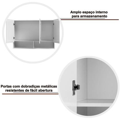 Imagem de Armário de Parede Aéreo Cozinha Organizador Quarto Multiuso Lavanderia Supenso Superior Embutido 3 Portas Milão - Branco