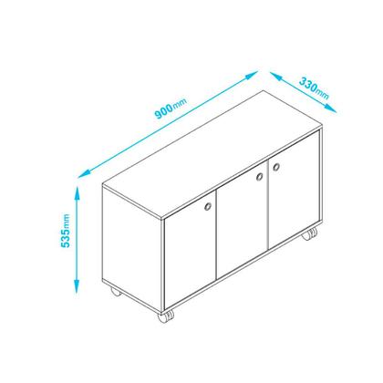 Imagem de Armário em MDP com 3 Portas 1 Prateleira e 4 Pés com Rodízio BRV Móveis