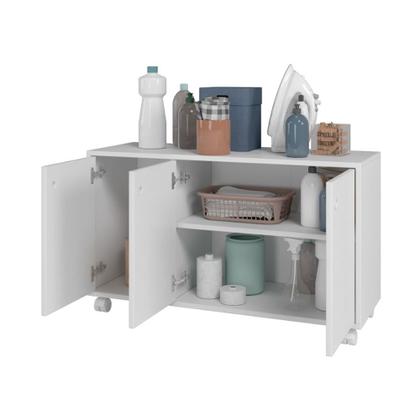 Imagem de Armário em MDP com 3 Portas 1 Prateleira e 4 Pés com Rodízio BRV Móveis