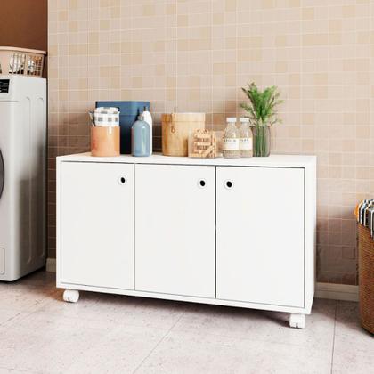 Imagem de Armário em MDP com 3 Portas 1 Prateleira e 4 Pés com Rodízio BRV Móveis