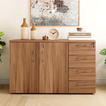 Imagem de Armário Escritório 116cm x 45cm com 2 Portas e 4 Gavetas F5