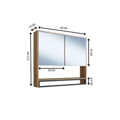 Imagem de Armário Espelheira para Banheiro 80cm com 2 Portas e Toalheiro Estilo Industrial