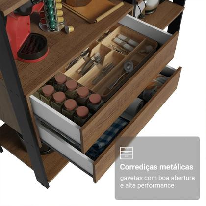 Imagem de Armário Estante Multiuso Organizador 2 Gavetas 9 Prateleiras 129cm Rustic/Preto Madesa
