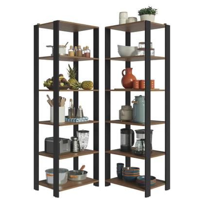 Imagem de Armário Estante Multiuso Organizador de Canto 10 Prateleiras 118cm Rustic/Preto Madesa