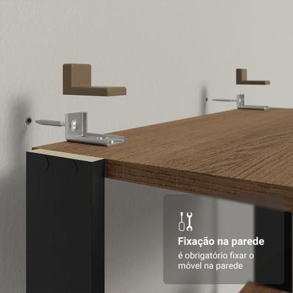 Imagem de Armário Estante Multiuso Organizador Despensa de Canto 10 Prateleiras 118cm Rustic/Preto Madesa