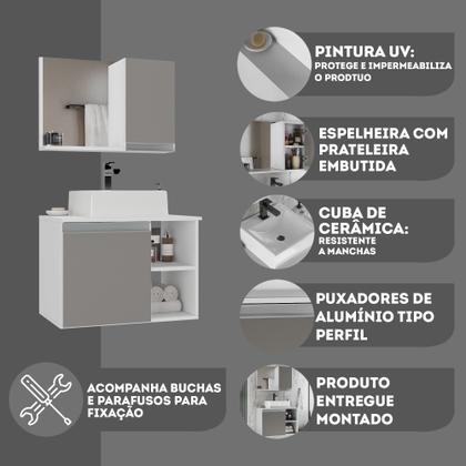 Imagem de ARMARIO GABINETE BANHEIRO VIRTUS 60CM branco / cinza