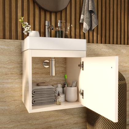 Imagem de Armário Gabinete Organizador Suspenso 1 Porta Madrid OffWhite