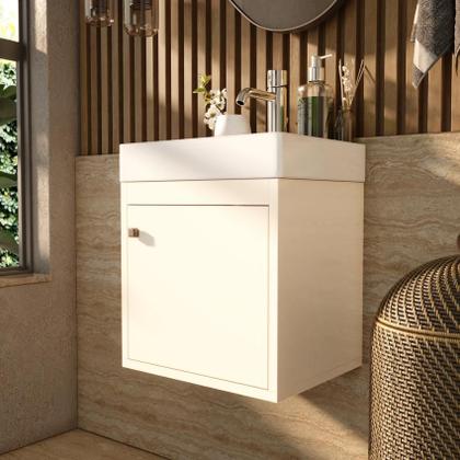 Imagem de Armário Gabinete Organizador Suspenso 1 Porta Madrid OffWhite