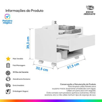 Imagem de Armário Gaveteiro Banheiro de Chão Multiuso Organizador Lançamento Móveis Bonatto