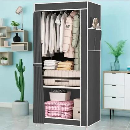 Imagem de Armario guarda roupa portatil sapateira prateleiras organizador brinquedos quarto toalha roupa de cama cinza