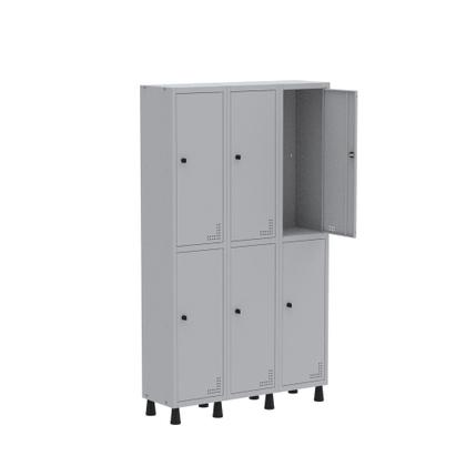 Imagem de Armário Guarda Volume Locker Roupeiro  de Aço 3 Vãos 6 Portas GR303/6 Light Cinza
