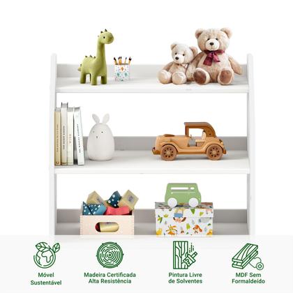 Imagem de Armário Infantil Brinquedos Branco Organizador Madeira Yasmin