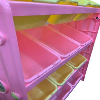Imagem de Armario Infantil Rosa 12 Caixas Nicho Organizadora Brinquedo