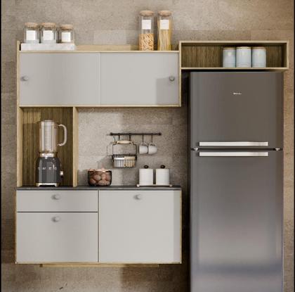 Imagem de Armário Lara Suspenso Para Cozinha Compacta Com Bancada Multiuso 4 Portas E 1 Gaveta