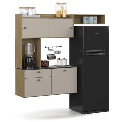 Imagem de Armário Lara Suspenso Para Cozinha Compacta Com Bancada Multiuso 4 Portas E 1 Gaveta