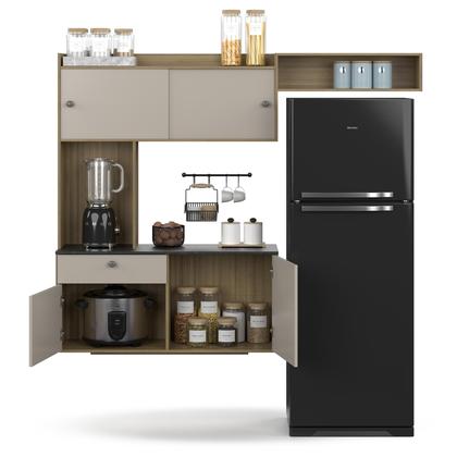 Imagem de Armário Lara Suspenso Para Cozinha Compacta Com Bancada Multiuso 4 Portas E 1 Gaveta