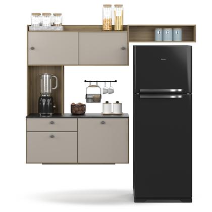 Imagem de Armário Lara Suspenso Para Cozinha Compacta Com Bancada Multiuso 4 Portas E 1 Gaveta