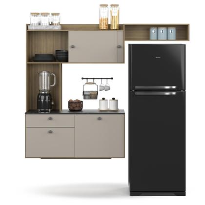 Imagem de Armário Lara Suspenso Para Cozinha Compacta Com Bancada Multiuso 4 Portas E 1 Gaveta