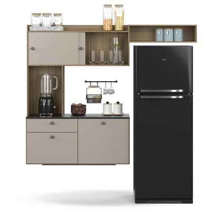 Imagem de Armário Lara Suspenso Para Cozinha Compacta Com Bancada Multiuso 4 Portas E 1 Gaveta