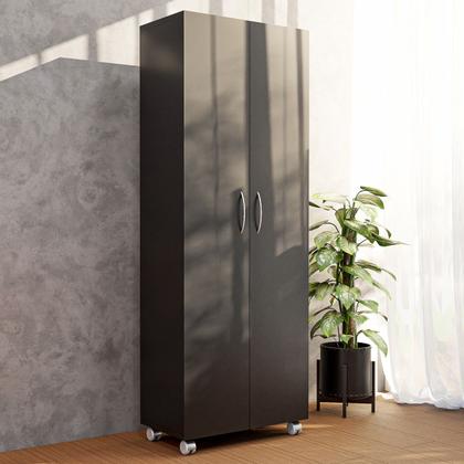 Imagem de Armário Lavanderia 2 Portas com Espaço para Vassouras Multiuso com Rodinhas Móveis Bonatto